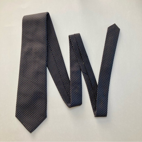 Hickey Freeman Black & Butter Yellow Dotted Classic Heavy Silk Tie 3.5” 59” - Picture 4 of 8